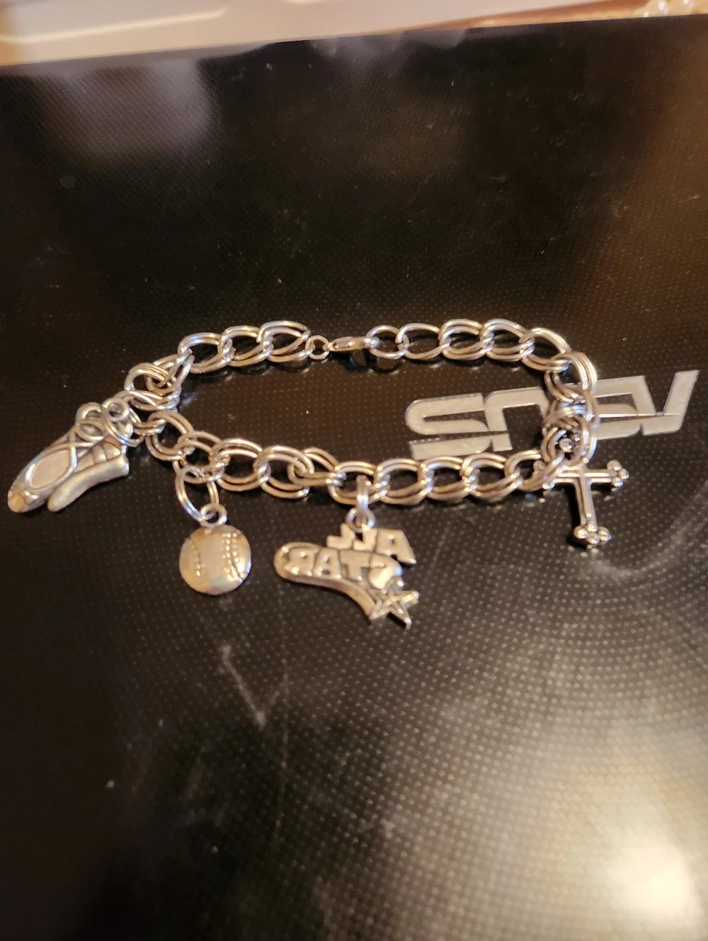 Charm Bracelet with Sports and Cross Charms - Picture 2 of 5